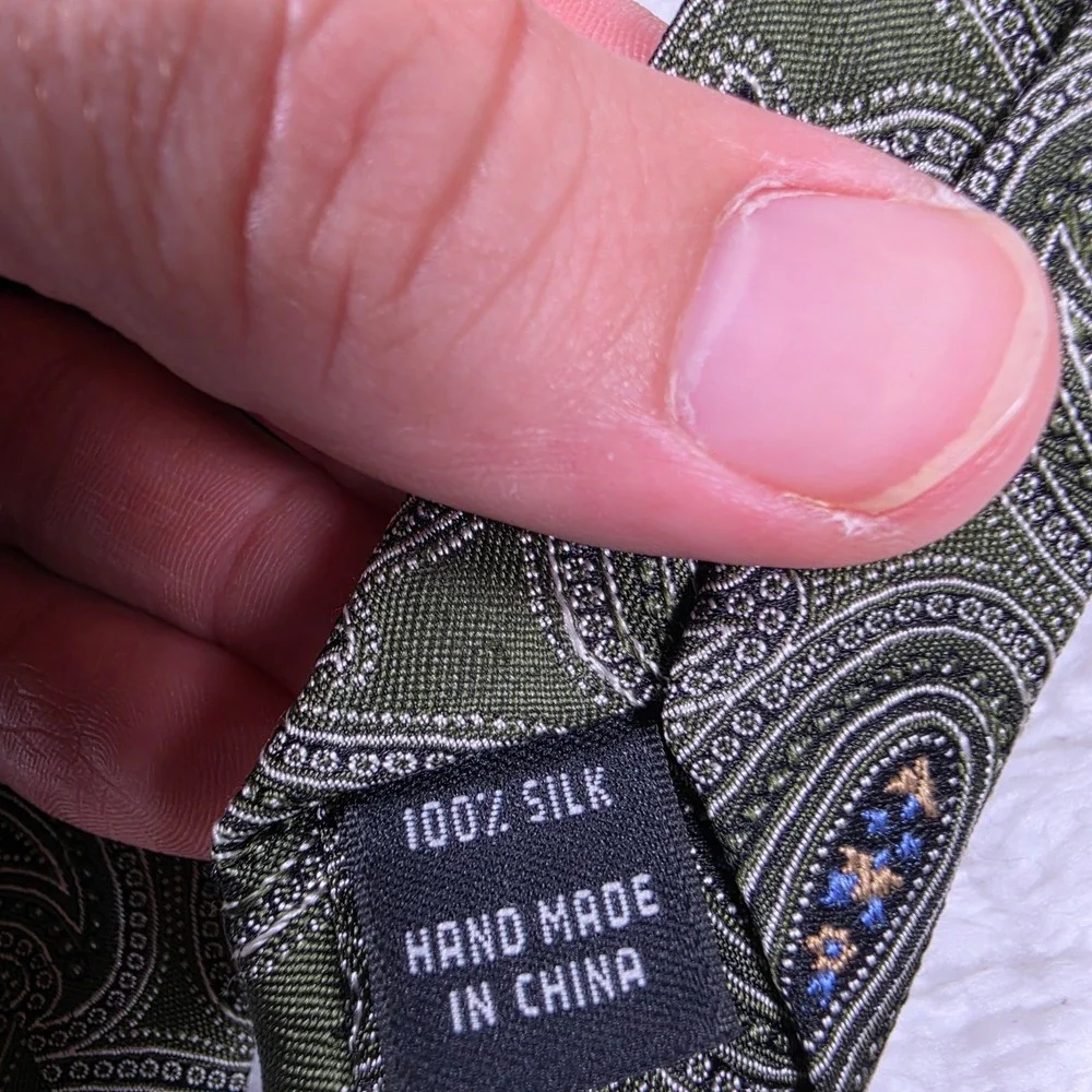 2 pack Jos. A. Bank Paisley Mens OS Green Blue Silk Hand Made Neckties